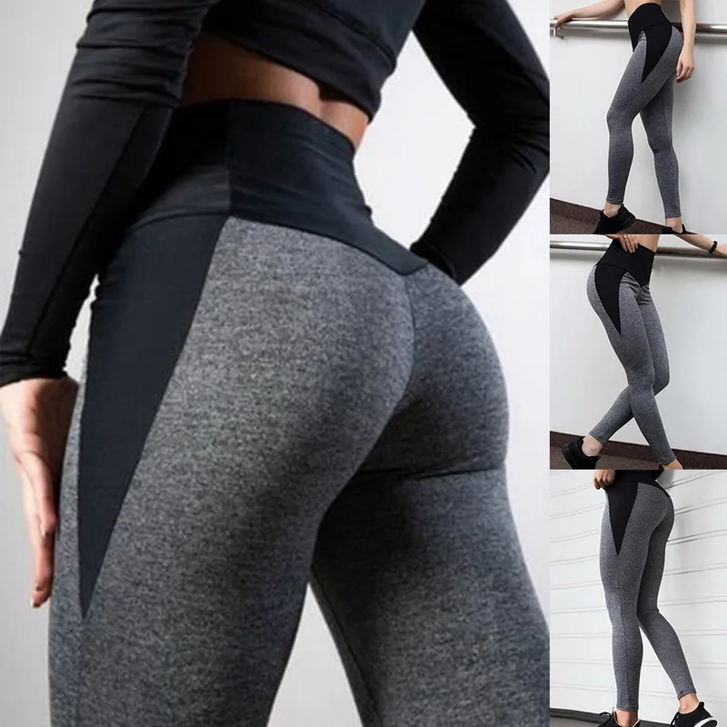 

High Waist Female Pants Push Up Breathable Fitness Sports Leggings Running Sportswear Slim Gym Clothing Female Gray