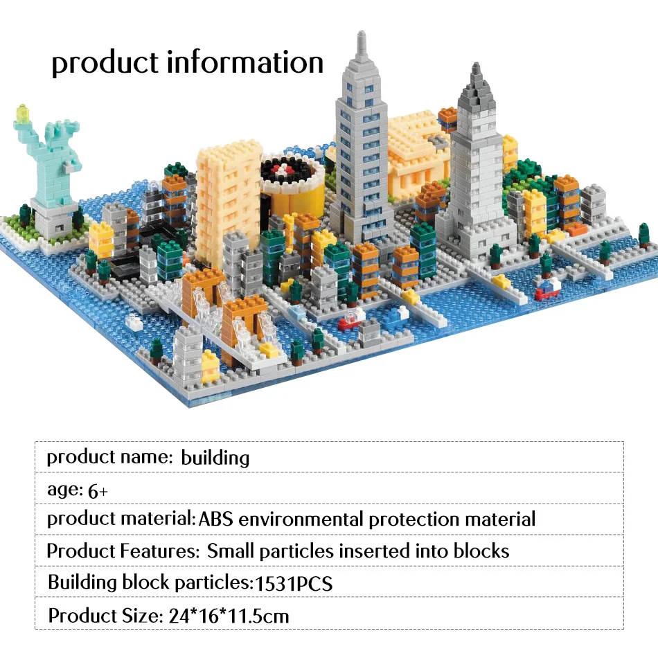 Лоз мини-блоки городская архитектура Нью-Йорк Статуя Свободы лондонская башня мост Алмазная модель строительные блоки игрушки для детей