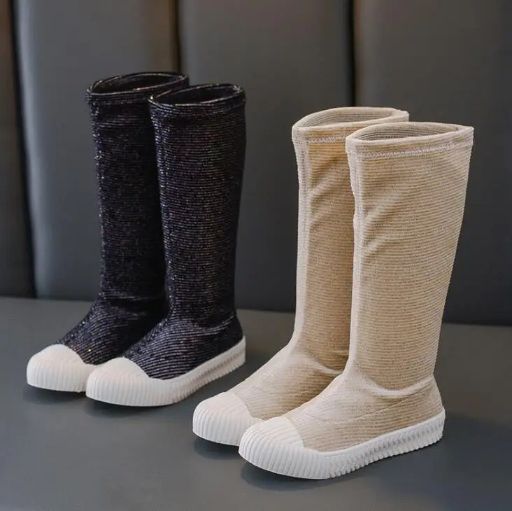 

Children Shoes 2019 Autumn Girls Shoes High Top Boots Knitting Kids Boots Fashion Single Boots Students Comfortable School Shoes