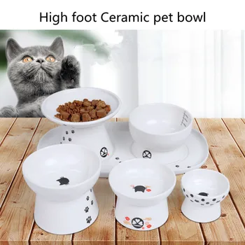 

Cute Pet Feeder Cat Bowl Cartoon Shape High-foot Single Mouth Skidproof Ceramic Dog Cat Food Bowls Pet Products Drinking Bowl