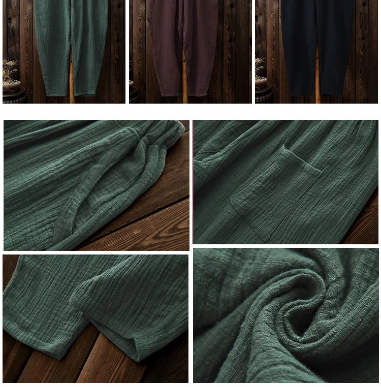 Pantalon femme ete, осенние и летние штаны, свободные штаны-шаровары, хлопковые льняные pantalones mujer verano AE60