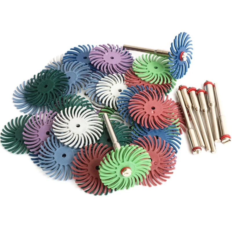 

EASY-64Pcs 1 Inch Radial Bristle Disc Kit Abrasive Brush 3 and 2.35Mm Shank Detail Polishing Wheel for Rotary Tool Accessories