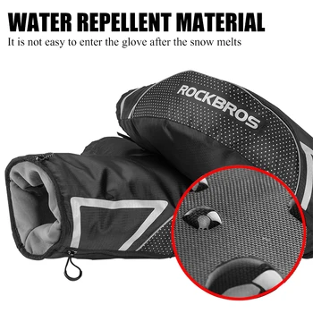 

ROCKBROS Winter Warm Cycling Glove Men Reflective Thicken Handlebar Mittens MTB Road Bike Thermal Fleece Bar Gloves For Bicycle