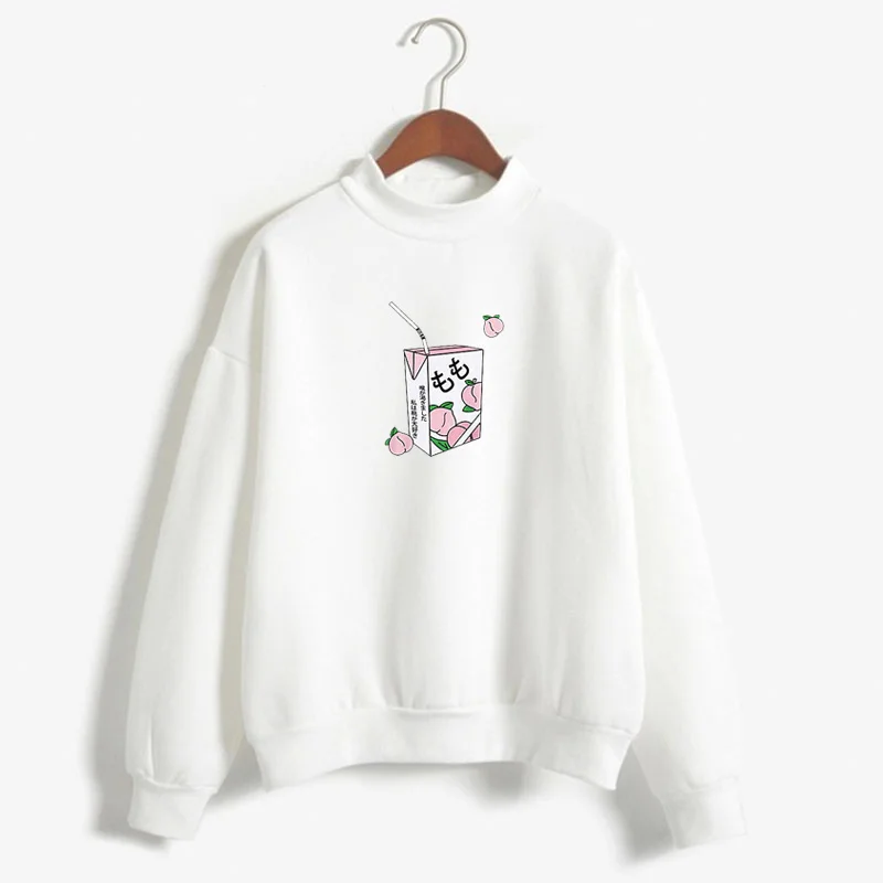 Peach juice white KpopKawaii not a hugger клубничное молоко Толстовка персиковый молочный узор гранж Печать Японский Персиковый Сок Harajuku женский Стад - Цвет: Peach juice white