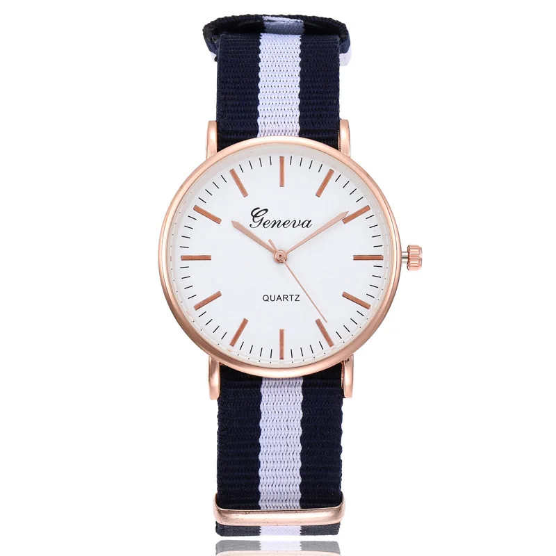 

Hot Selling Stripes Canvas Nylon Trend of Fashion Ultra-Thin Watch Simple Europe And America Retro Trend Color Stripes Quartz Wa