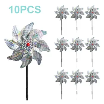 

Household Garden Field Bird Repellent Pinwheels Reflective Sparkly Pin Wheels Bird Deterrent For Garden Lawn Courtyard