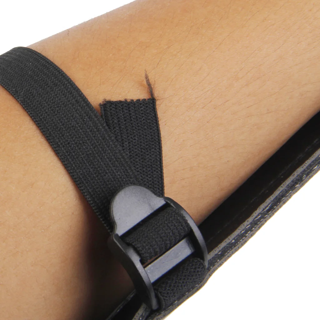 Archery Adjustable Elastic 3-Straps Artificial Leather Arm Guard & 3-fingers Protection Glove