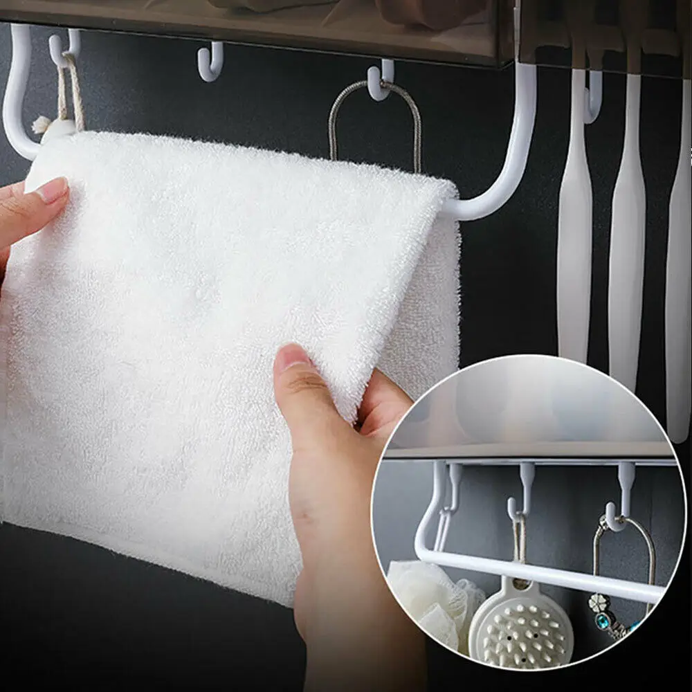 Bathroom Storage Shelf Toothbrush Holder Wall Mounted Bathroom Storage Rack Tooth Brush Dispenser Bathroom Accessories Tools