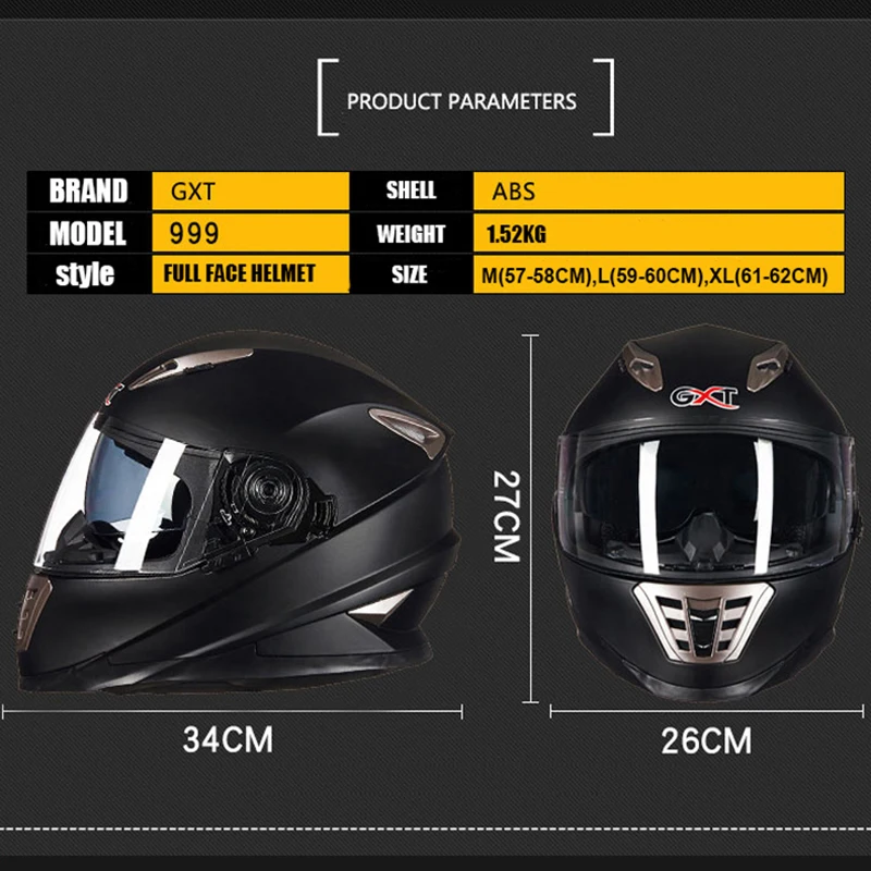 Новый GXT Moto шлем с двойным козырьком moto rcycle Полнолицевые Шлемы rbike M L XL размер
