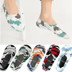 1Pair Men Printed Boat Socks Non-slip Silicone Invisible Nylon Ice silk Socks Male Ankle Sock Slippers Meia Summer Socks