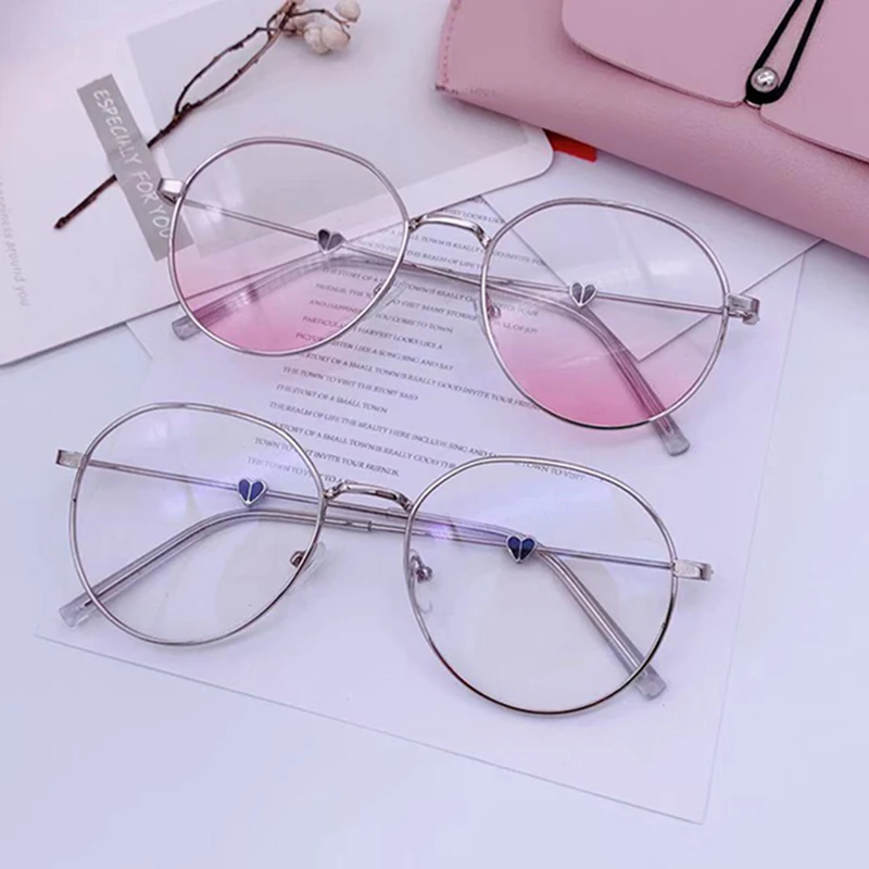 Heart Design Women Myopia Glasses Cute Girls Gradient pink Lens Sunglasses Female Fashion Nearsighted Spectacles 0,-1.0~-6.0 L3 4