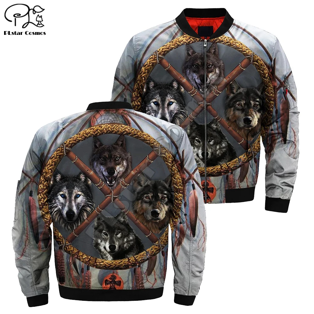 Online Wolf 3D bomber jacken Hoodies Männer frauen Winter Dicke zipper Jacken Langarm Pullover Unisex Nordic Armee Militär mantel 005
