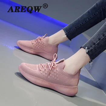 

Tennis Shoes For Women Fashion Casual Shoes Lace-Up Breathable Mesh Round Cross Strap Flat Sneakers Calzado Deportivo Mujer