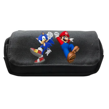 

Cute Mario & Sonic Pencil Case Boys Girls Back to School Gift Stationery Bag Children Boys Girls Makeup Bags