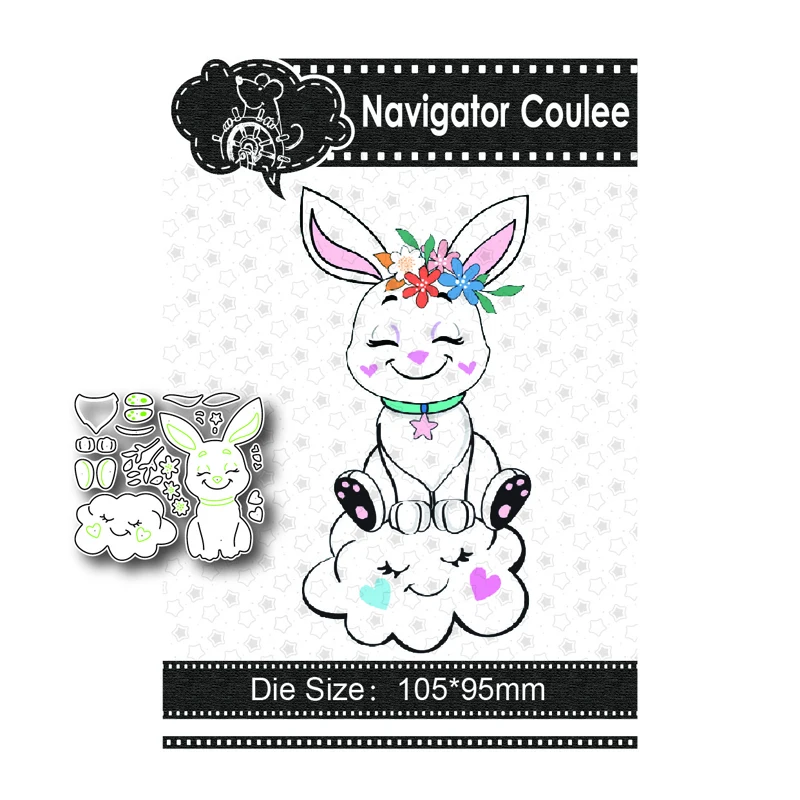 

Easter bunny rabbit cartoon cloud flowers new2022 die dies Metal cutting scrapbook photo album decoration diy card craft mold