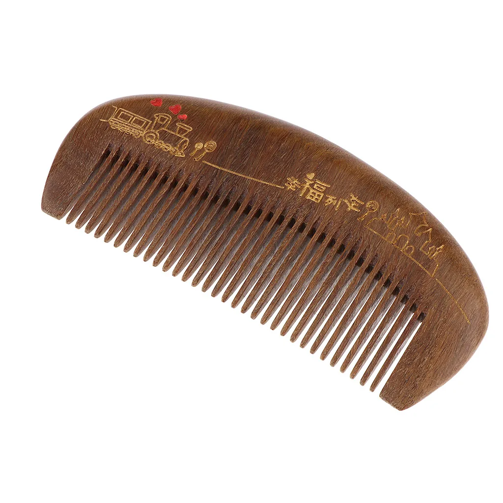 Exquisite Mini Compact Natural Green Sandalwood Comb ,Handmade Anti-Static Fine Tooth Pocket Hair Comb without Handle