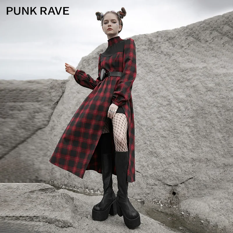 PUNK RAVE Girl's Street Style Red-black Dress Sexy