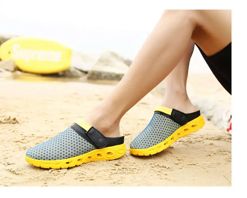 Comfort Men Shoes Casual Big Size Men's Home Slippers Fashion Mesh Soft Summer Sandals Crock Fishing Quick-drying Man Slipper B1