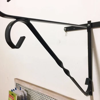 

2020 14 Inch Wall Mounted Black Bracket Solid Metal Sky Garden Hanging Basket Metal Wall Bracket Solid Metal