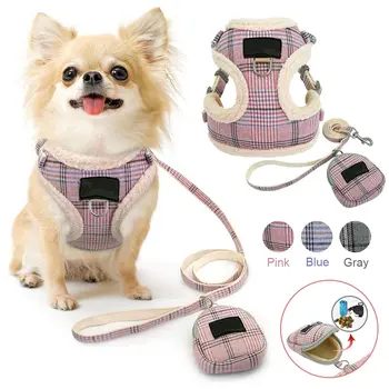 

Soft Flannel Pet Dog Harnesses Vest No Pull Adjustable Puppy Chihuahua Harness Leash Set for Small Medium Dogs