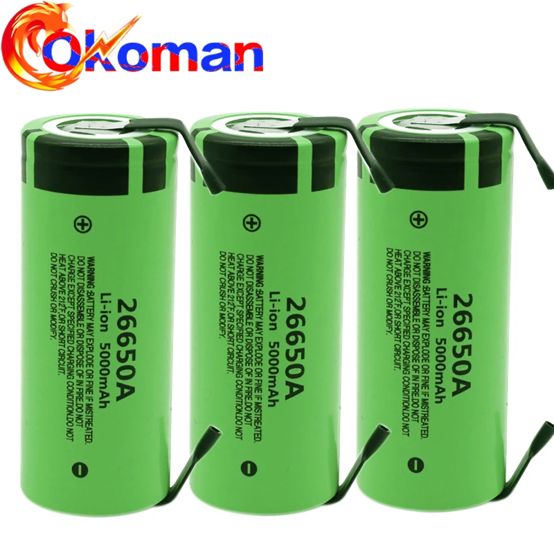Аккумулятор для Panasonic 26650A 3,7 V 5000mAh высокой емкости 26650 литий-ионная аккумуляторная батарея с никелем