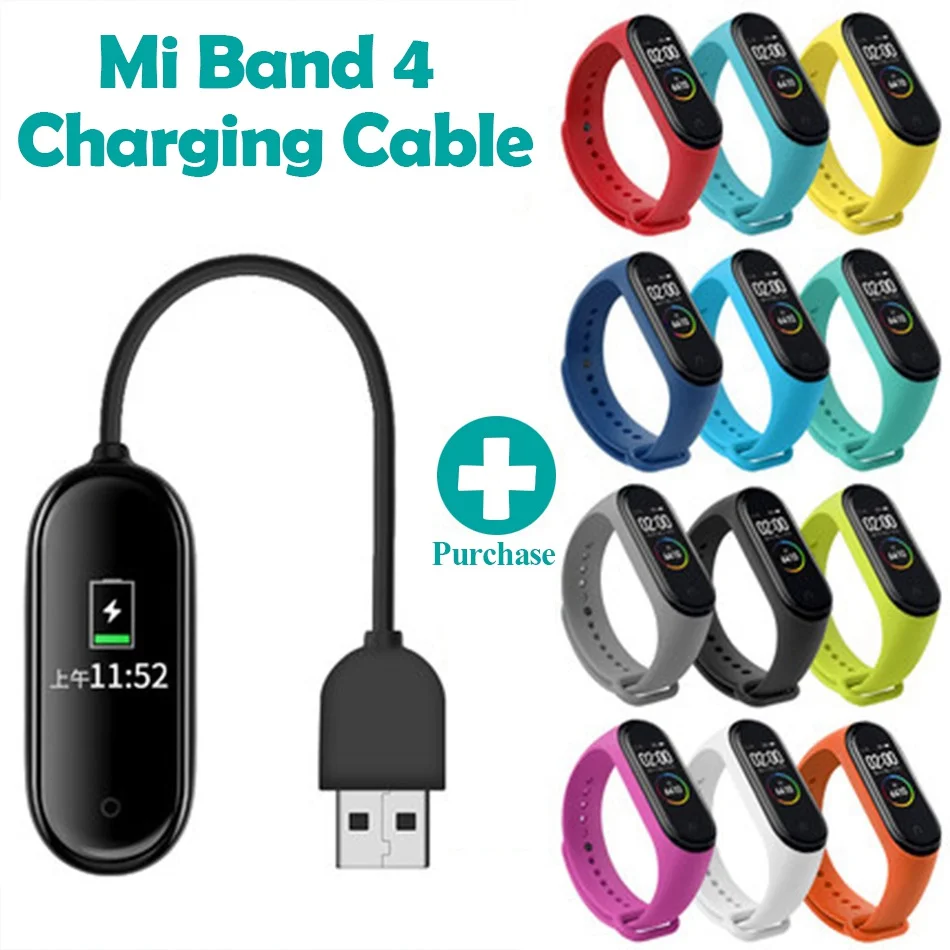 

USB Charging Cable For Mi Band 4 Replacement Cord Charger Adapter For Xiaomi MiBand 4 NFC Charging Line + Wristband Accessories