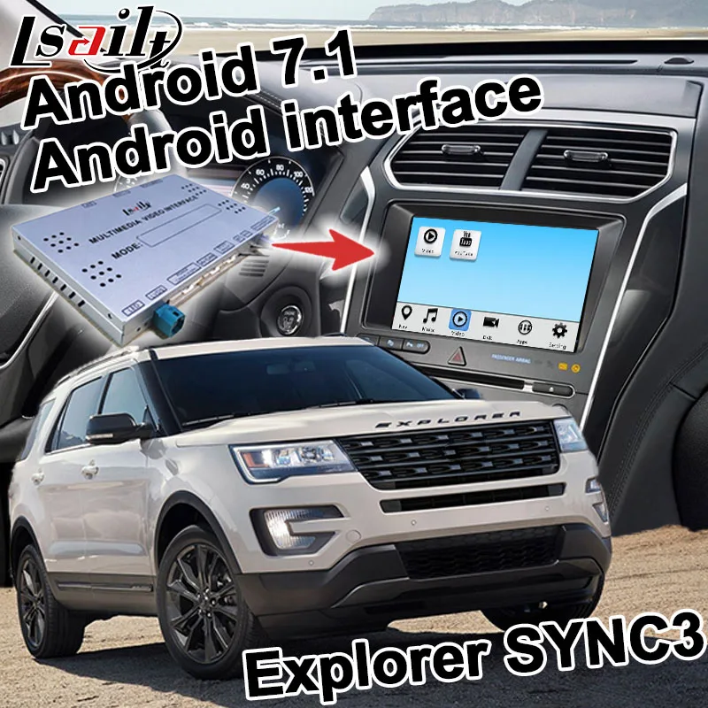 Android gps навигационная коробка для Ford Explorer и т. д. видео интерфейс синхронизации 3 Зеркало Ссылка Carplay четырехъядерный youtube waze gps Яндекс