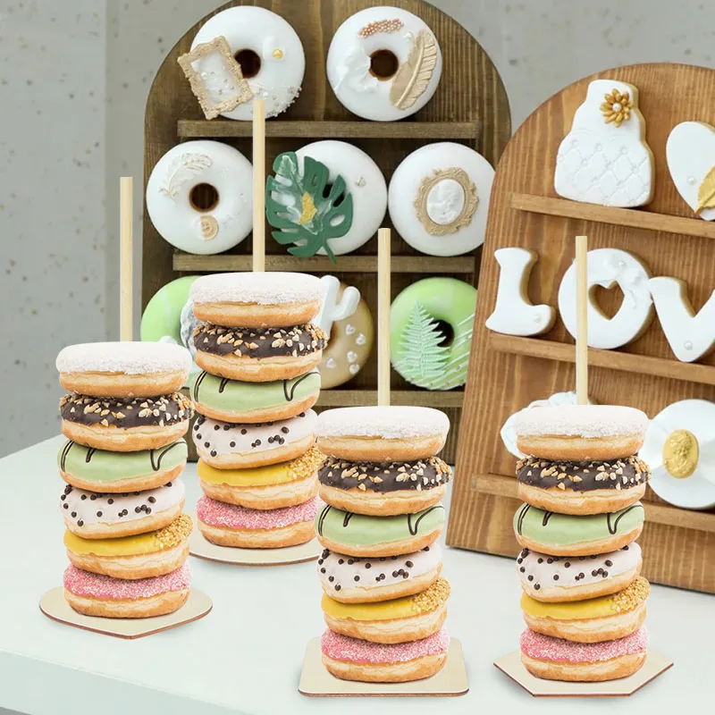 Wedding Wooden Donuts Stand DIY Doughnut Wall Holder Dessert Cake Table Display Rack For Baby Shower Kid Birthday Party Supplies | Дом и сад