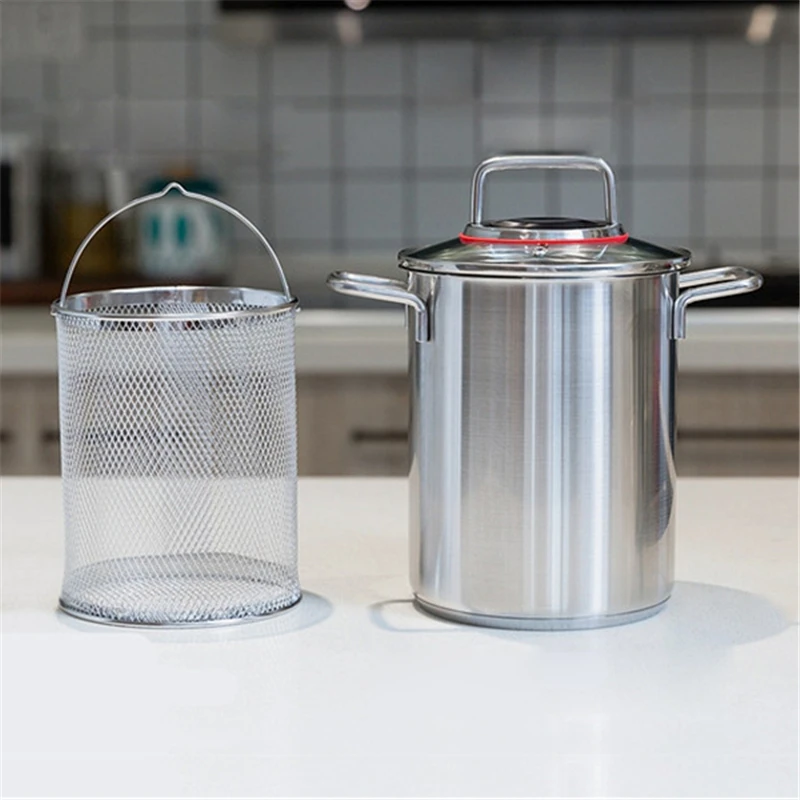 Stainless Steel Noodle Pot Strainer Insert Stock Pasta With Lid For