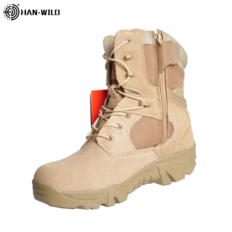 HAN WILD Military Tactical Mens Boots Special Force Leather Waterproof Desert Combat Ankle Boot Army Work Shoes Size 39-45 | Спорт и
