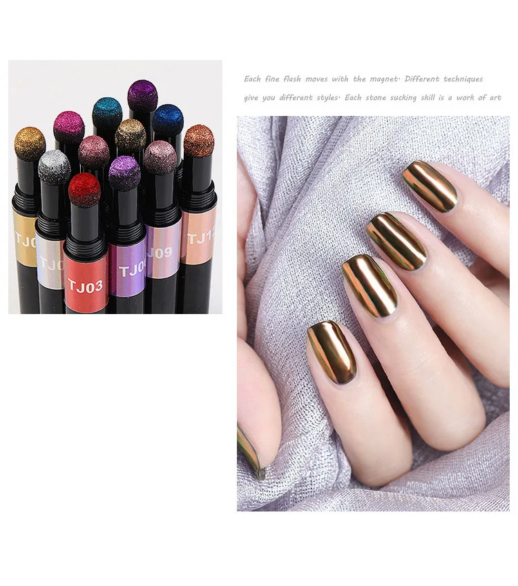 Nail Powder Nail Pigment Nail Glitter Nail Decoration Nail Decorations Nail Art Glitter Mirror Powder Air Cushion Magic Pen Effect Chrome Pigment For Decorations UV Gel Polish Dust Nail Decor