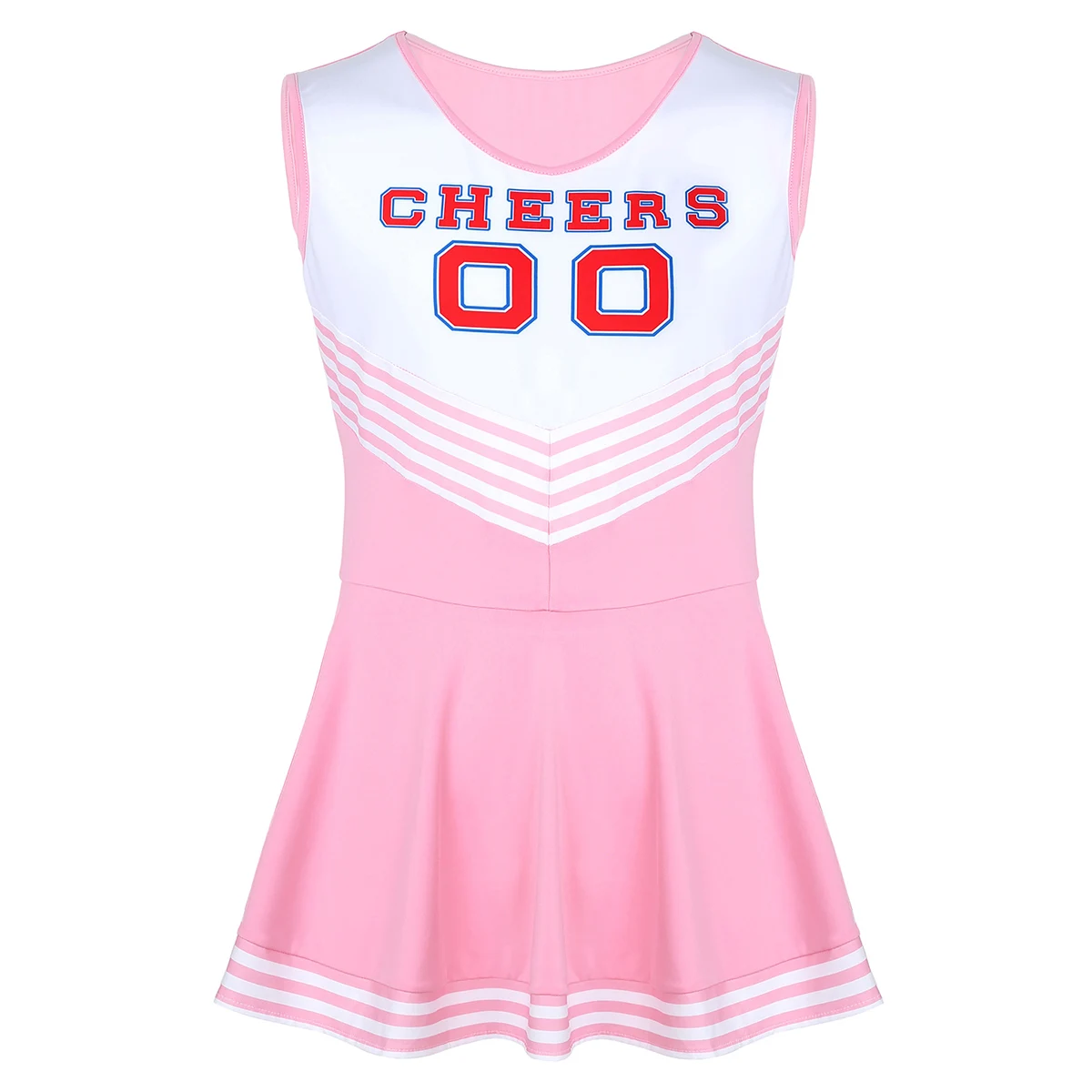 Men Sissy Charming Cheerleader Cosplay Costume Dress Female Scoop Neck Sleeveless Pleated Fancy Short |