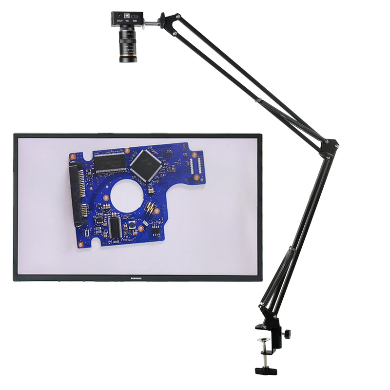 48MP 1080P 2K HDMI USB Industrial Video Microscope Camera Big Visual Field Manual IRIS 8-50mm Zoom Lens For PCB Soldering Repair