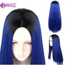 AIYEE 2" 22" синтетический парик для косплея устойчивый черный фиолетовый зеленый цвета часть тепла волна блонд парик синтетический парик