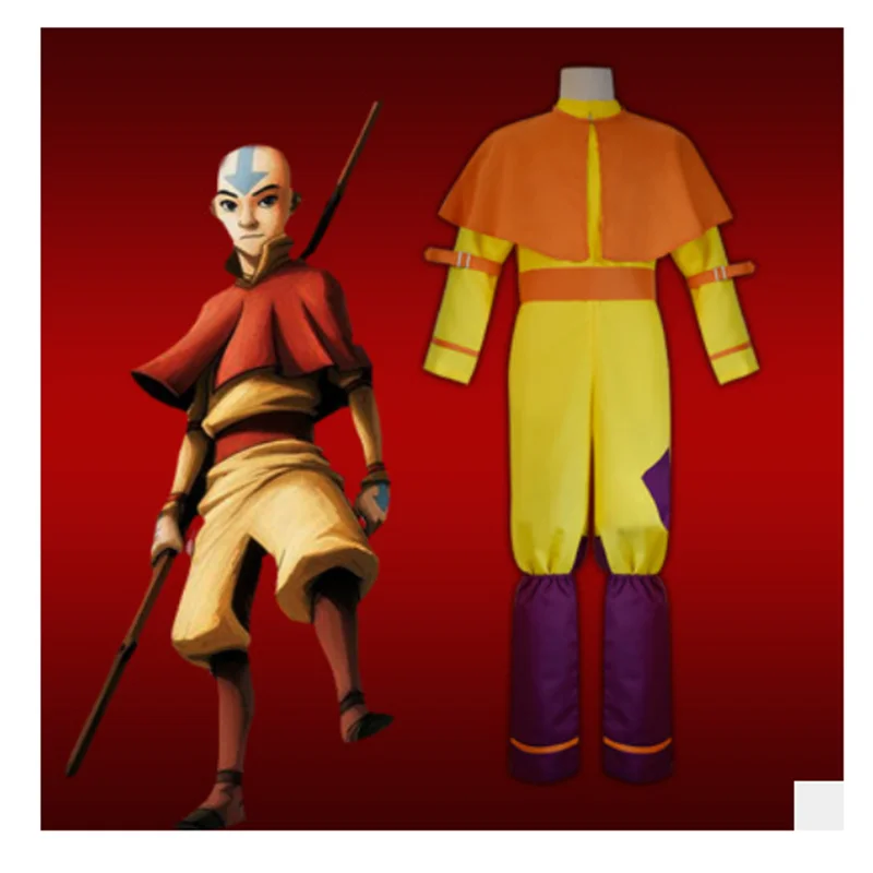 Film Avatar The Last Airbender Avatar Aang Costume Cosplay Uniform Party Costume Di Halloween Per Uomo Donna Adulta