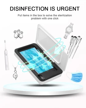 

Fashion uv sterilizer box UV ozone mobile phone mask disinfection sterilizer wireless quick charger toothbrush uvc box sterile