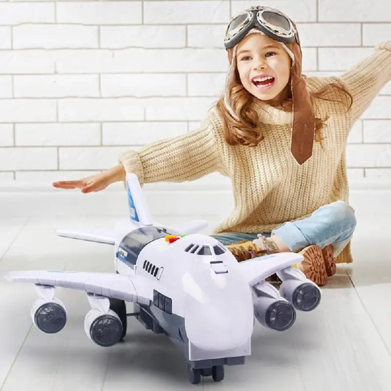Игрушечный самолет для мальчиков, игрушечный светильник с музыкальным сюжетом, инерционный трек, детские игрушки