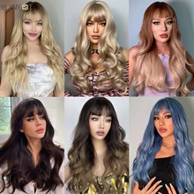 

Element 2022 New All Long Wave Wigs With Bangs Synthetic Wig For Women Natural Headband Hair Daily Cosplay Grag Women's Wig