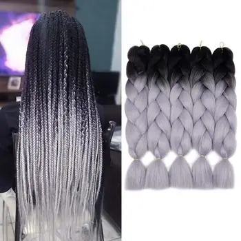 

Pre Stretched Synthetic Jumbo Crochet Braiding Hair Extensions For Women Baided Ombre Blonde Green Brown Pink Red Black Blue
