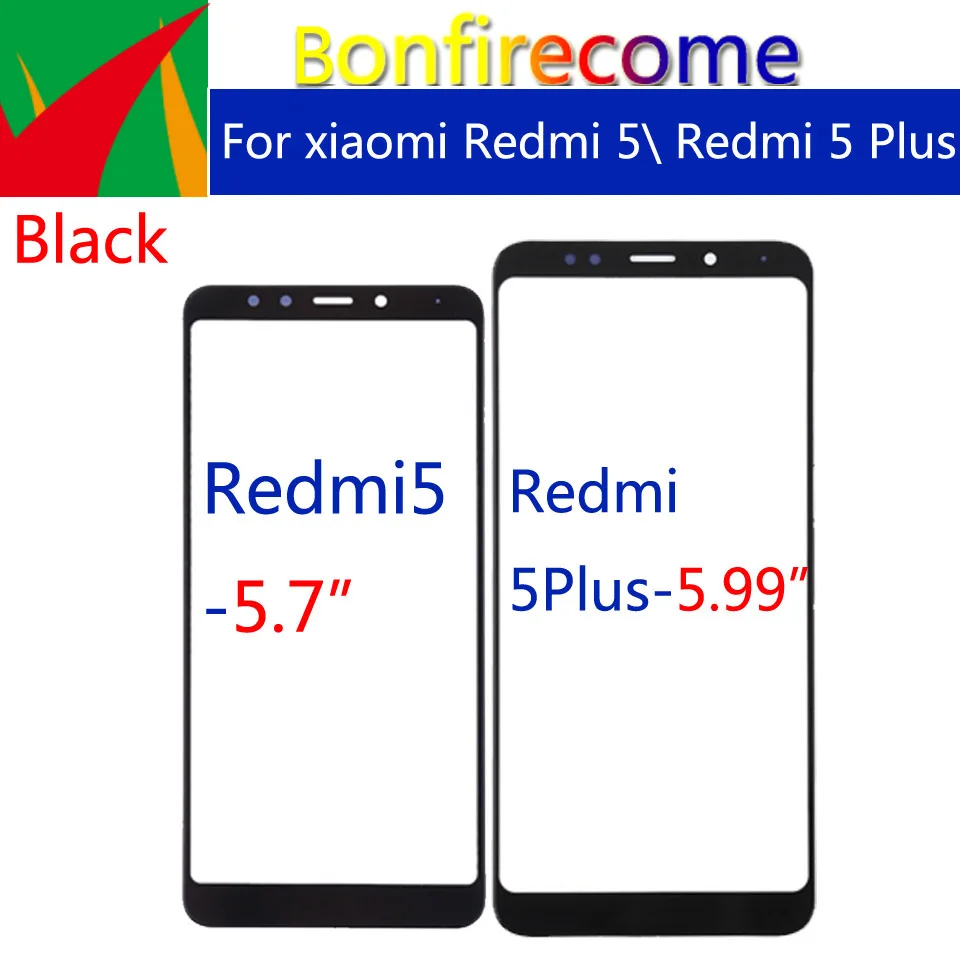 

10 шт./партия, передняя панель Redmi5 для Xiaomi Redmi 5, сенсорный экран Redmi5, передняя панель, стеклянная линза, внешнее стекло для Redmi 5 Plus, 5 Plus