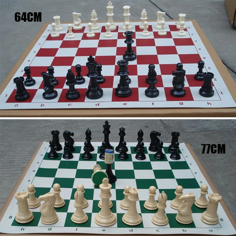 32 Medieval Chess Pieces/Plastic Complete Chessmen International Word Chess Game Entertainment Black&White 64/77MM