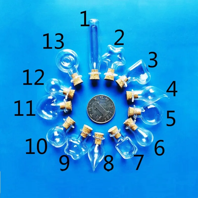 Mini Clear Glass Bottle 100pcs 1 2 ml Cork Stopper Small Drifting Wishing Bottles DIY Pendants