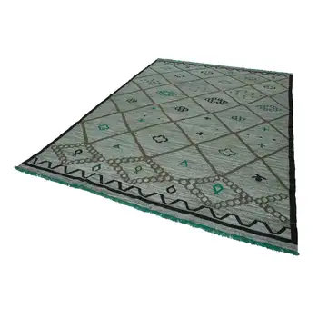 

312x426 Cm Green Handmade Contemporary Area Rug-10x14 Ft