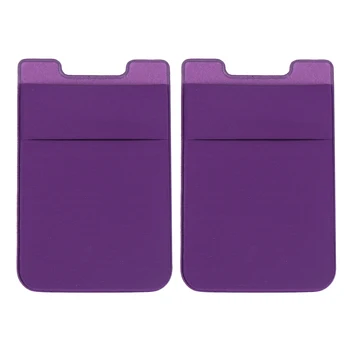 

2pcs Double Layer Phone Pouch Adhesive Card Holder Cell Phone Back Patch Pocket Cover (Purple)