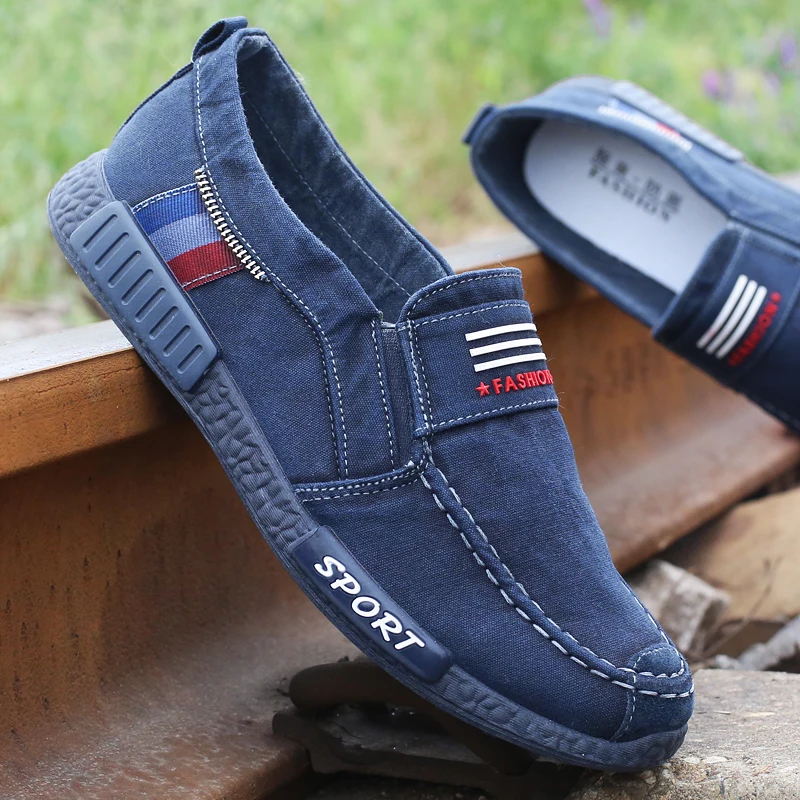 

GOXPACER New Casual Shoes Cloth Flats Shoes Men Lazy Slip On Soft Sole Canvas Low Wedge 2019 Hot Selling Autumn Free Shipping