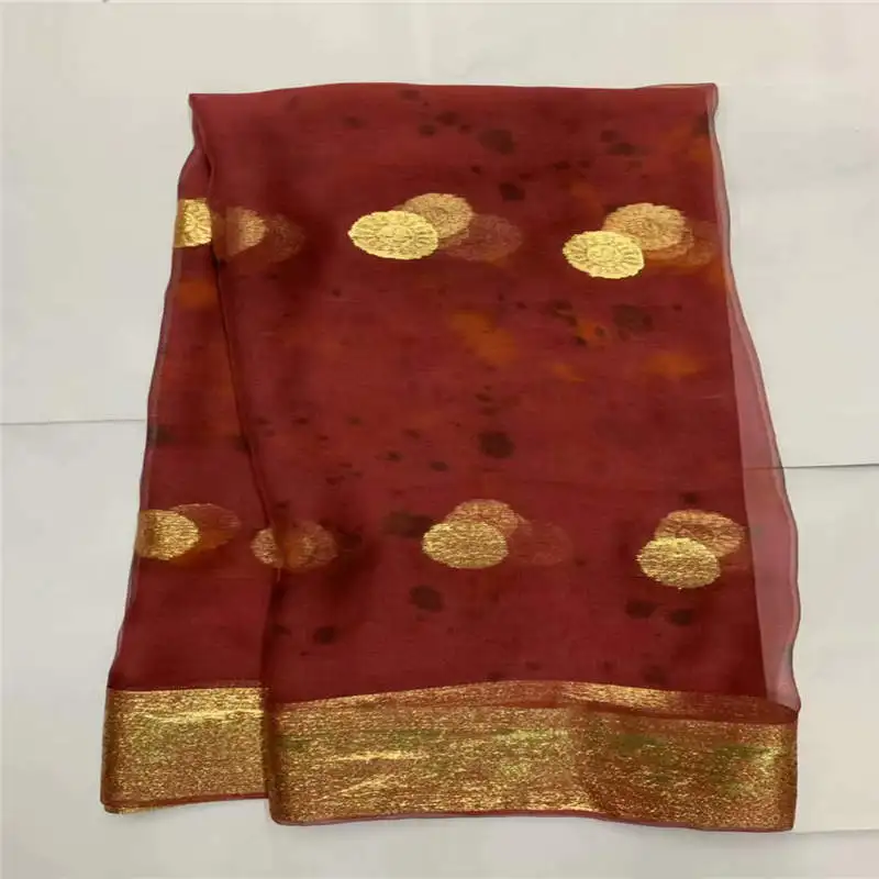 Модный дизайн, Высококачественная африканская металлическая шелковая ткань, 5 ярдов, африканская шелковая ткань для девушек, праздничная одежда! LXF1051