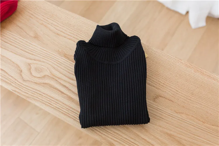 turtleneck black Осенне-зимние теплые свитера для мальчиков; Детские свитера с высоким воротником; Повседневный свитер в рубчик для мальчиков и девочек; топы для детей; вязаная одежда для мальчиков - Цвет: turtleneck black