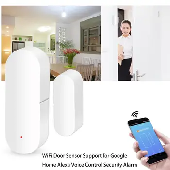 

Smart Home Voice Control Wireless Door Alarm WiFi Window Door Sensor Detector Via App Control Compatible Alexa Google Home