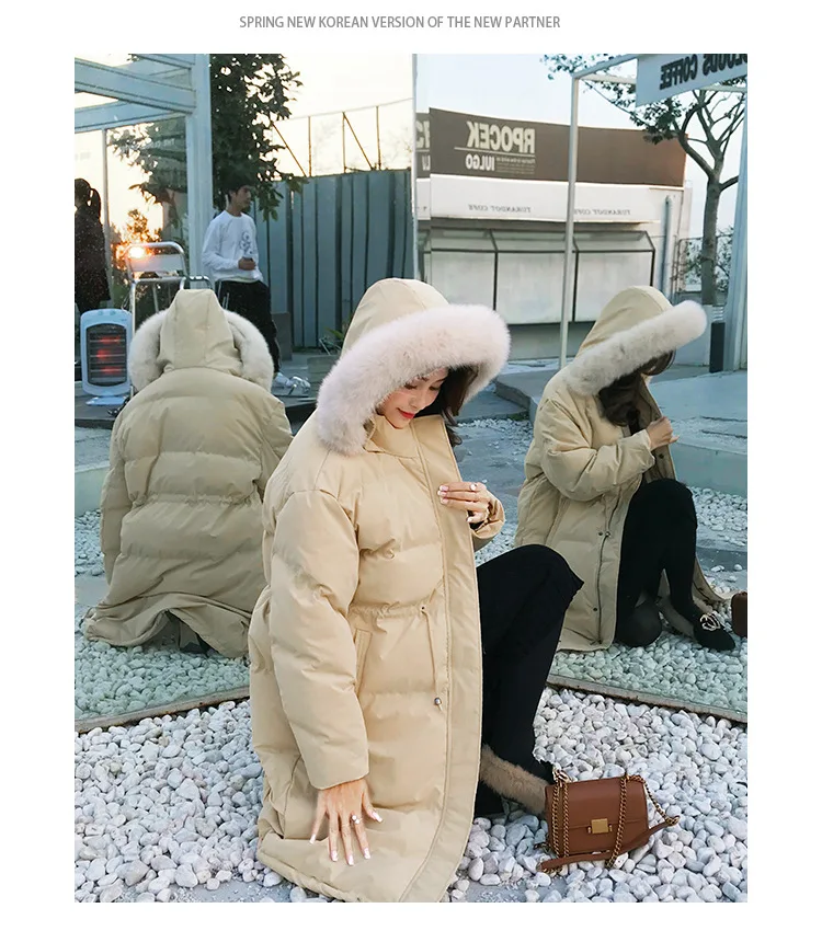 Куртка с воротником из настоящего лисьего меха для фотосессии, теплая маленькая стеганая куртка с воротником из лисьего меха, хлопковая стеганая одежда, Женское пальто, лучший друг
