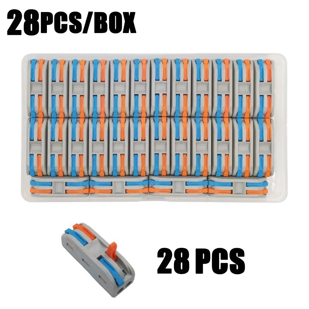 PCT-222 223 Универсальный Быстрый провод пуш-ап-в рычаг гайка проводник компактный соединитель клеммный блок 2/3/4 в 2/3/4, SPL-2 SPL-3 - Цвет: SPL-2 CO 28PCS W box
